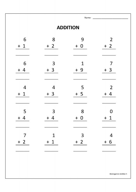Homework Sheets Addition Learning Printable