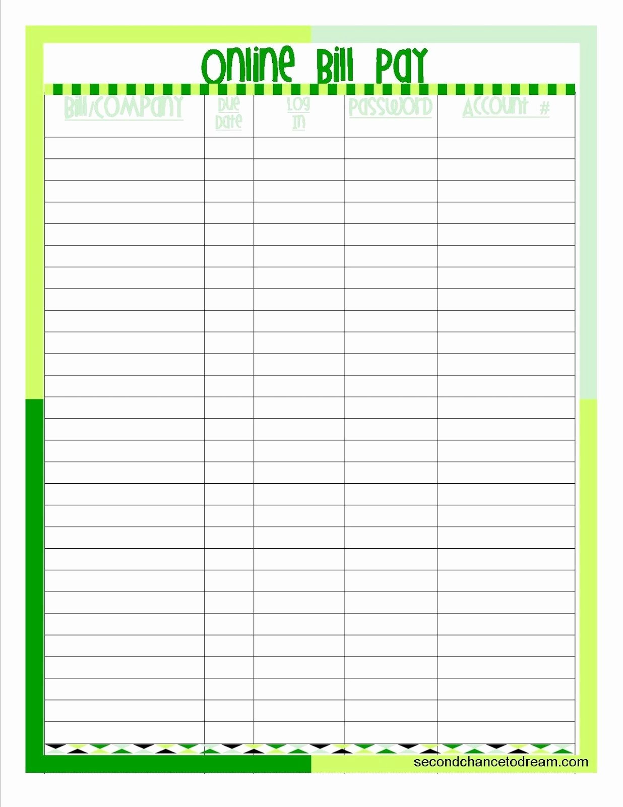 Monthly Bill Payment Blank Worksheet In 2020 Financial Printables 