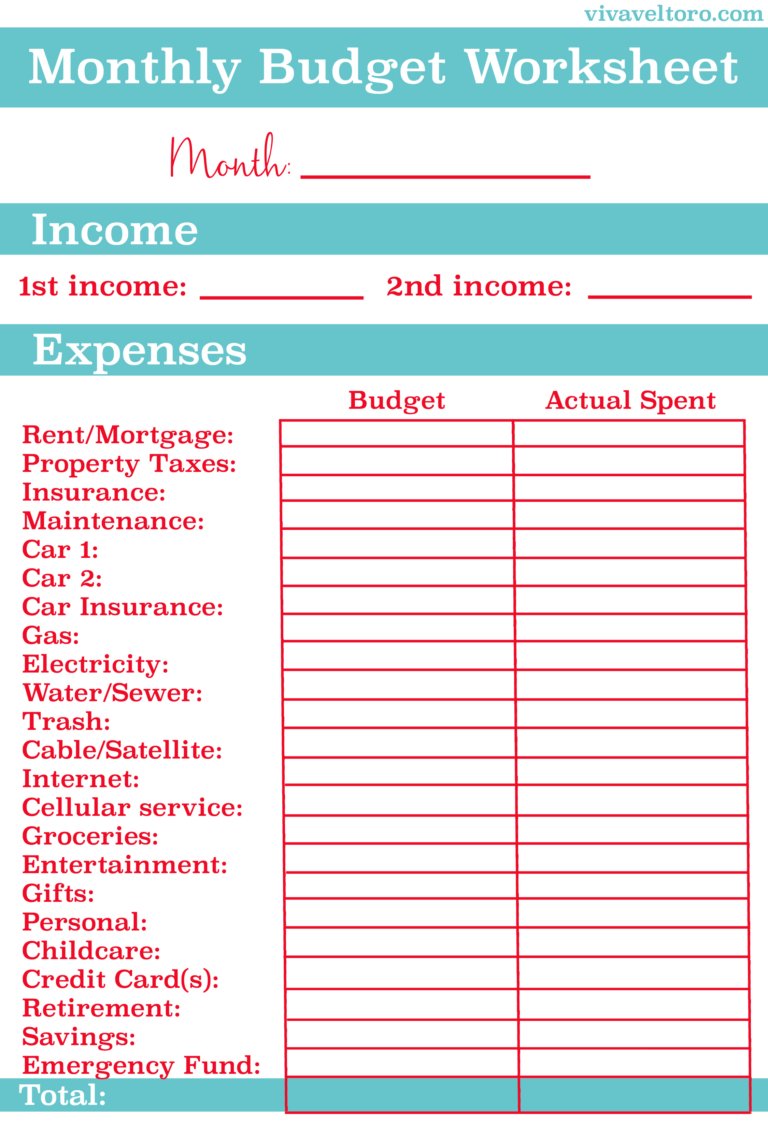 Worksheets Printable Monthly Bills Worksheet | Ronald Worksheets