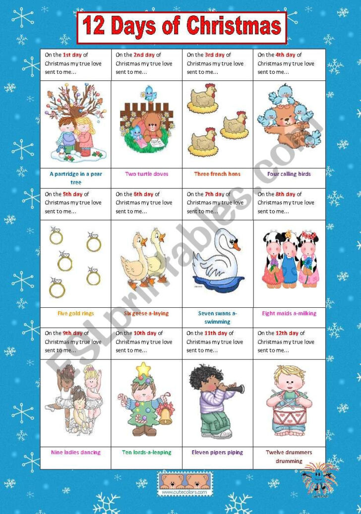 The 12 Days of Christmas Worksheet