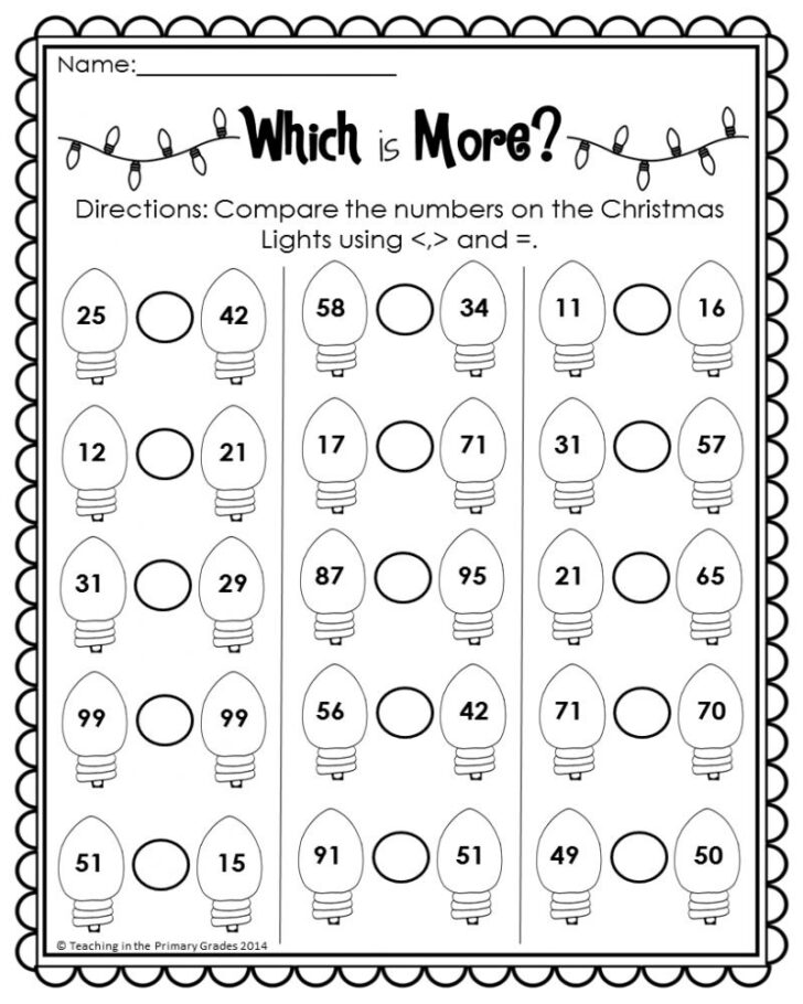 First Grade Christmas Math Worksheets