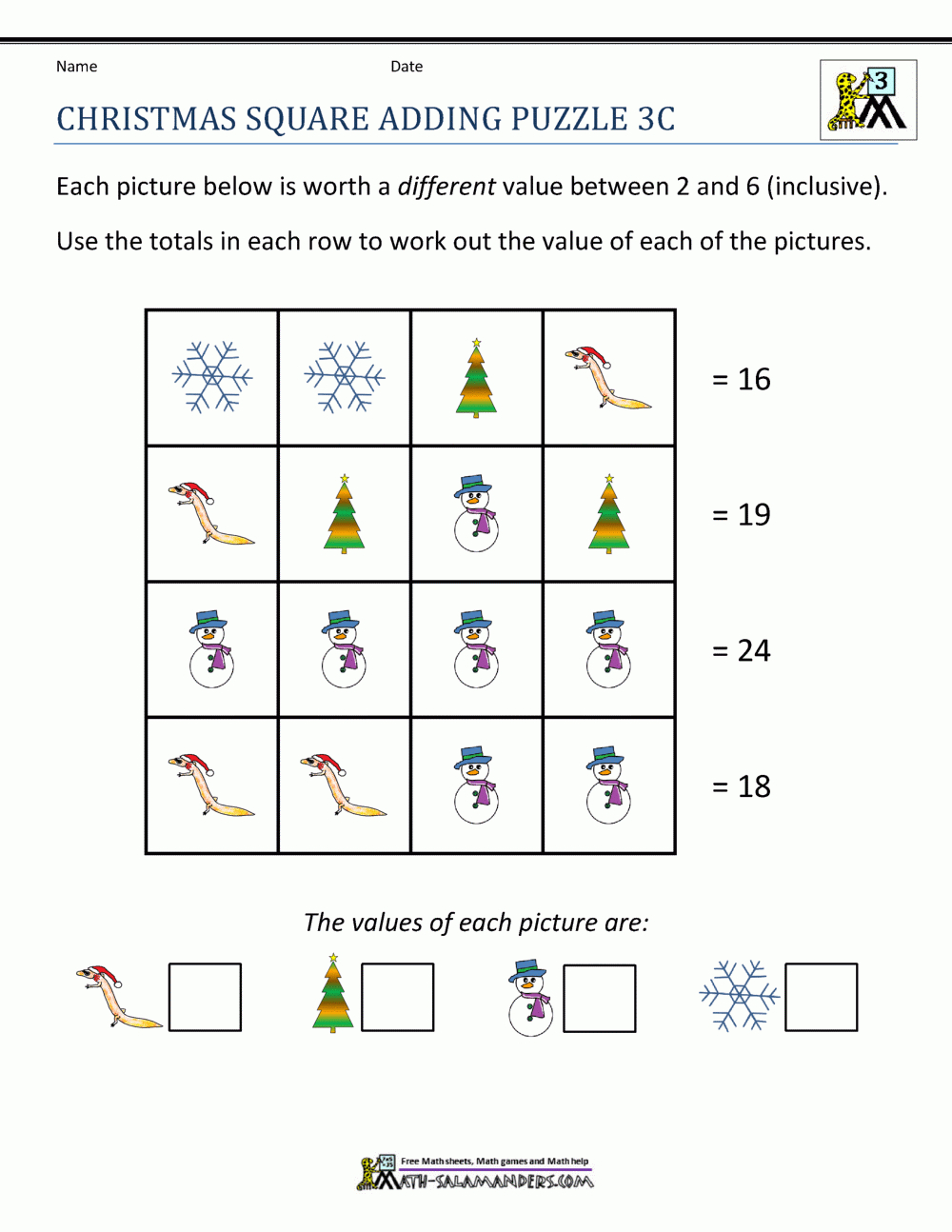 3Rd Grade Christmas Math Worksheets in Free Printable Christmas Worksheets For 3Rd Grade