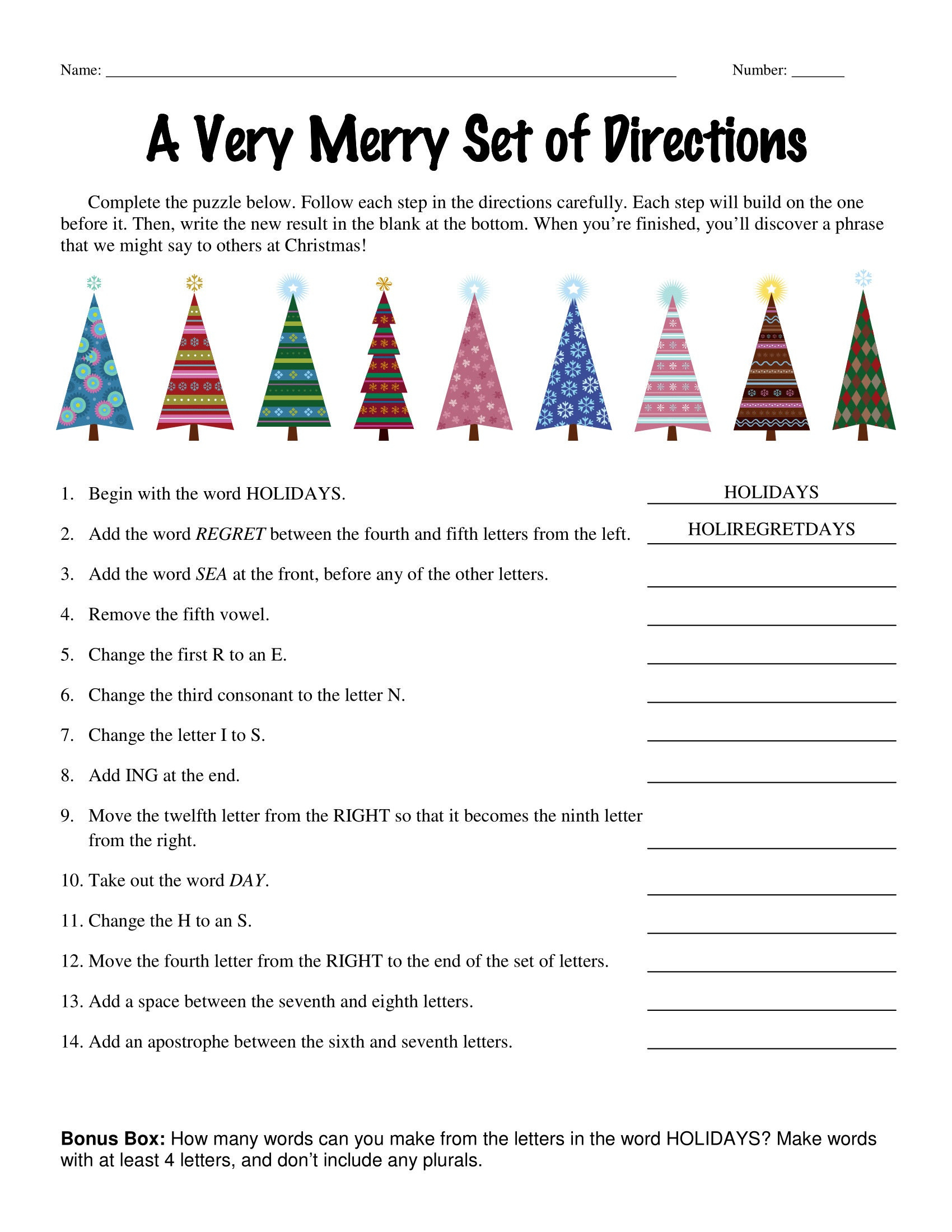 6Th Grade, 7Th Grade, 8Th Grade Christmas Riddle Worksheets for Fun Christmas Worksheets For Middle School