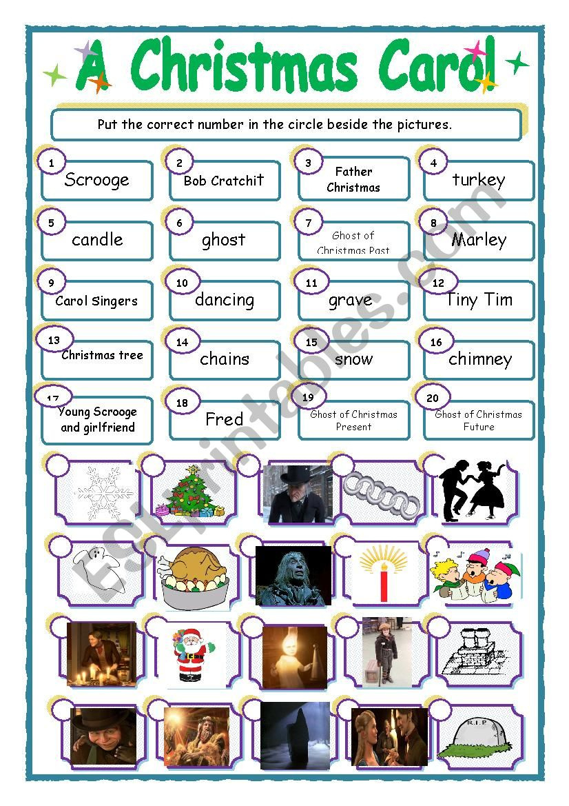 A Christmas Carol´charles Dickens Match-Up Activity. - Esl throughout Worksheet a Christmas Carol