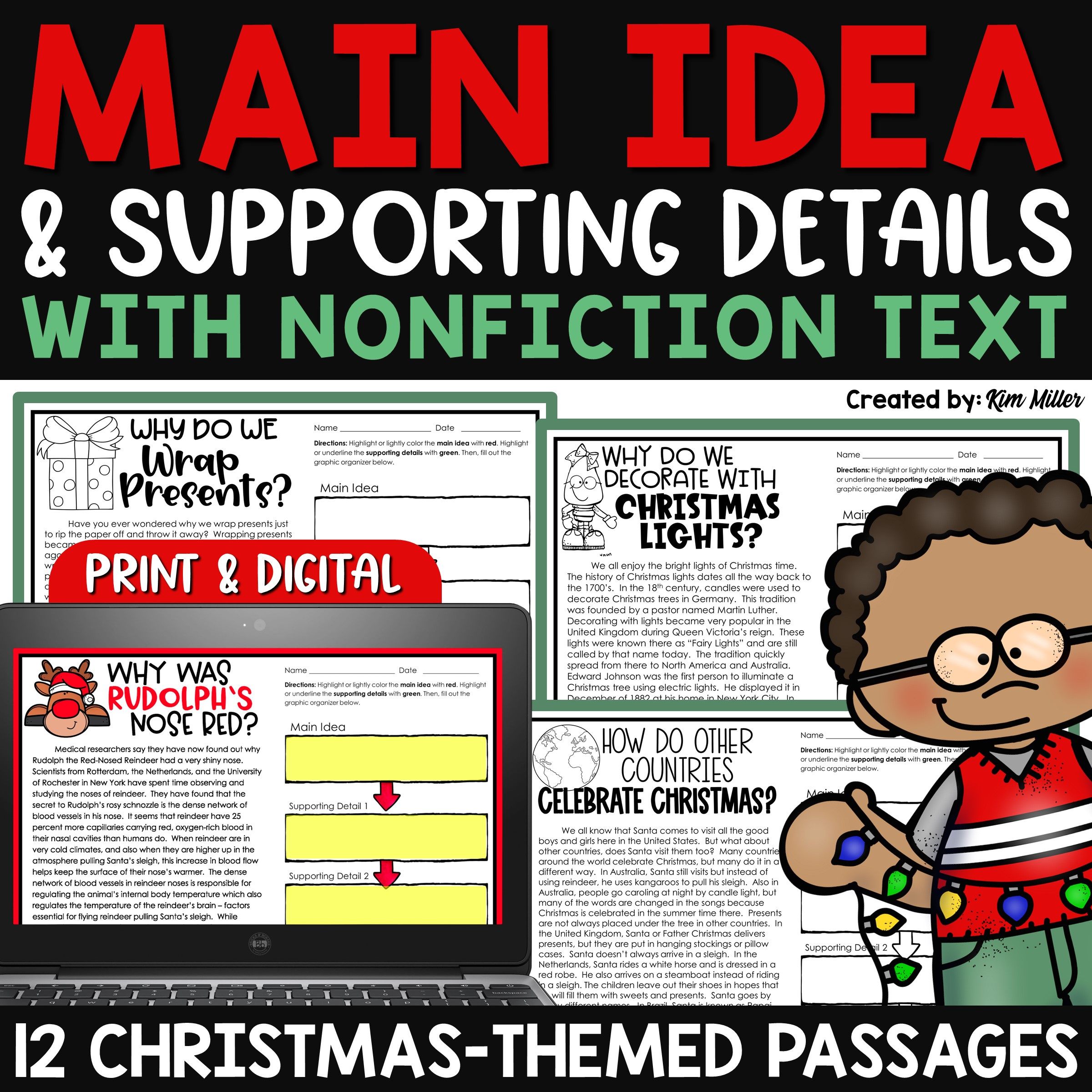 Christmas Activities For Main Idea And Supporting Details - A Love with Main Idea Christmas Worksheets