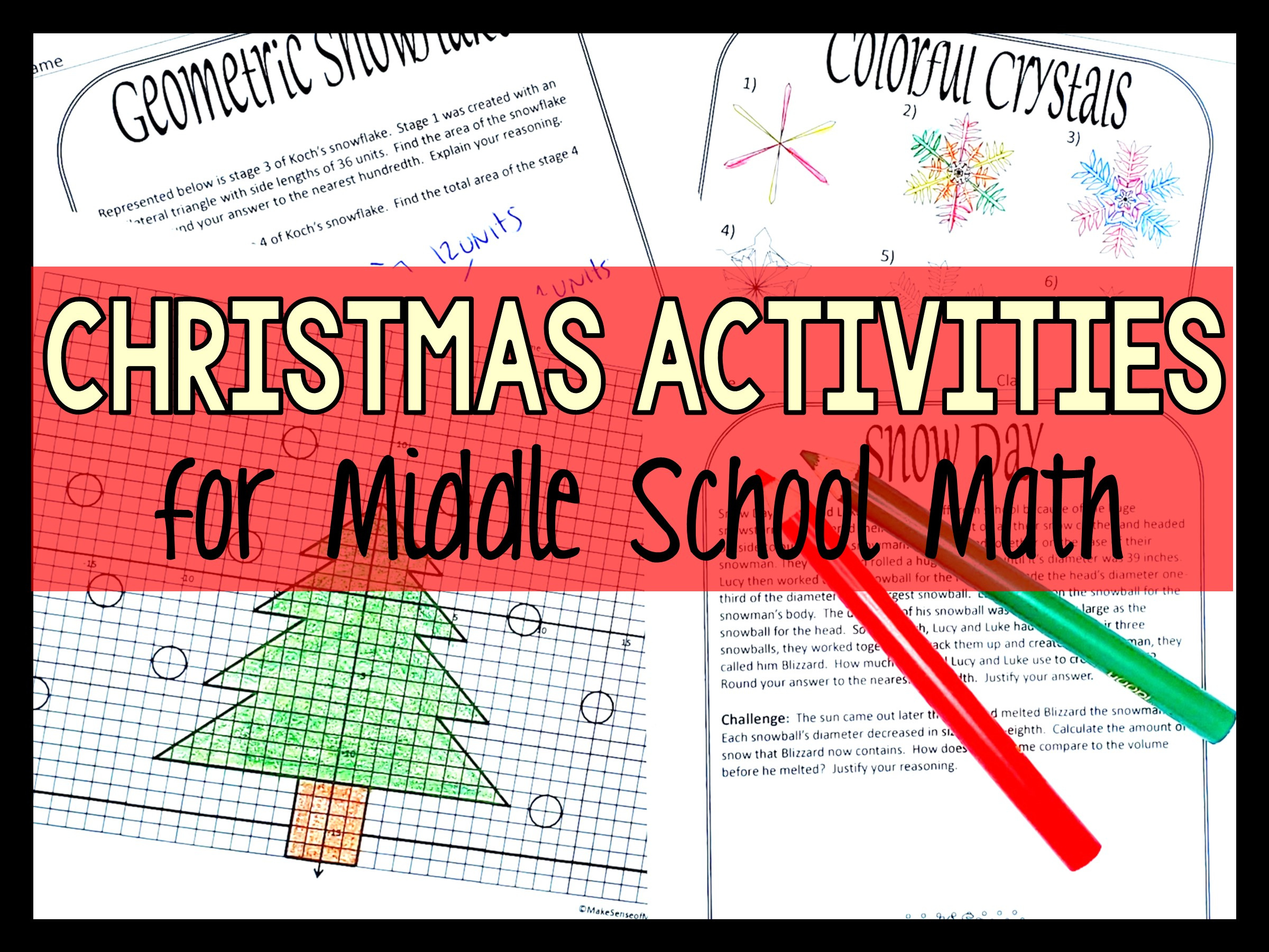 Christmas Activity Worksheets For Middle School Math - Make Sense for Middle School Christmas Worksheets