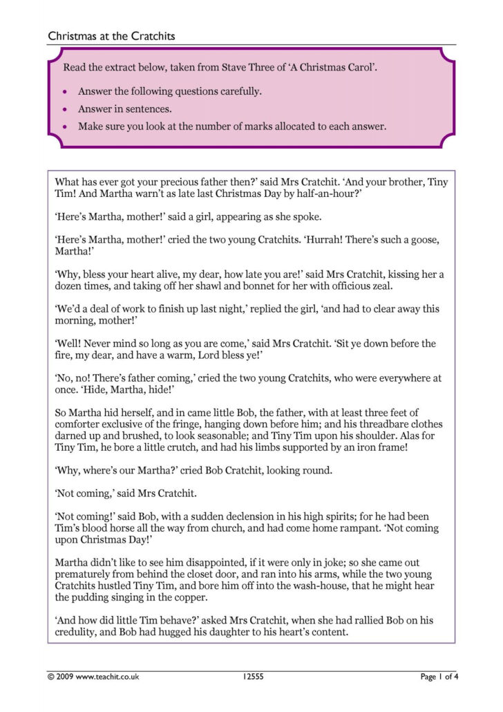 Reading Skills and Strategies Worksheet a Christmas Carol Answers