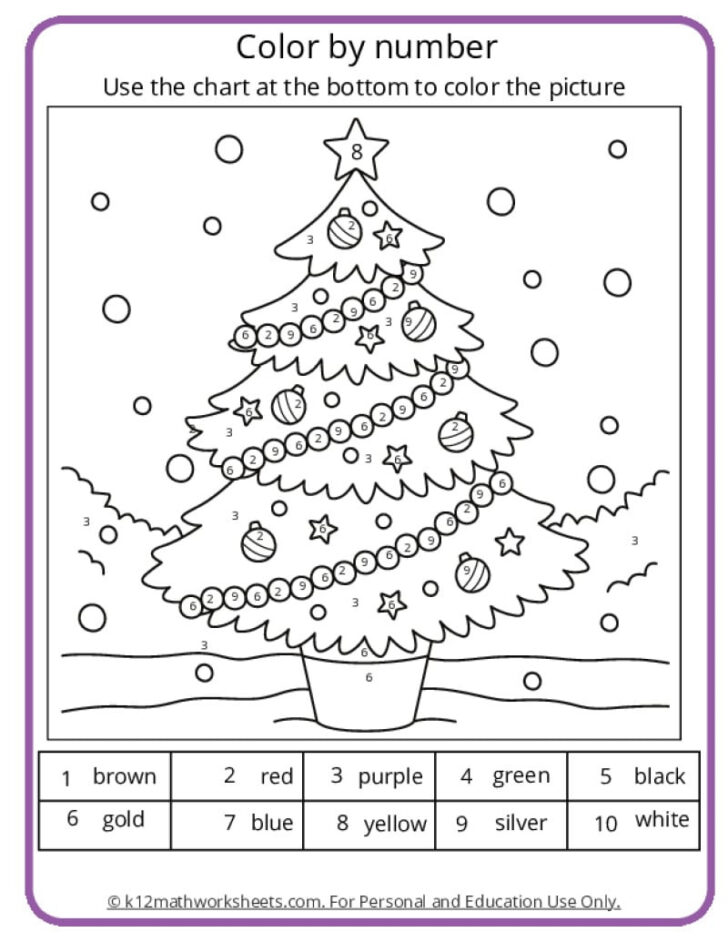 Math Christmas Coloring Worksheets