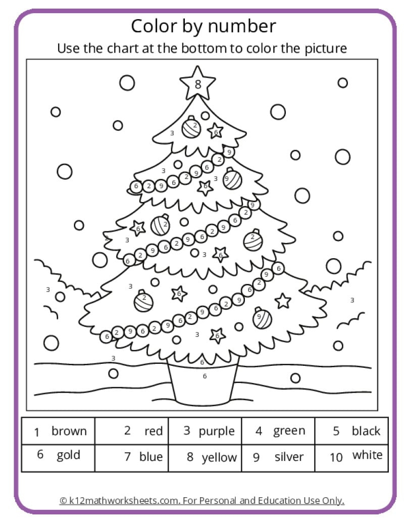 Christmas Colornumber Pages inside Math Christmas Coloring Worksheets