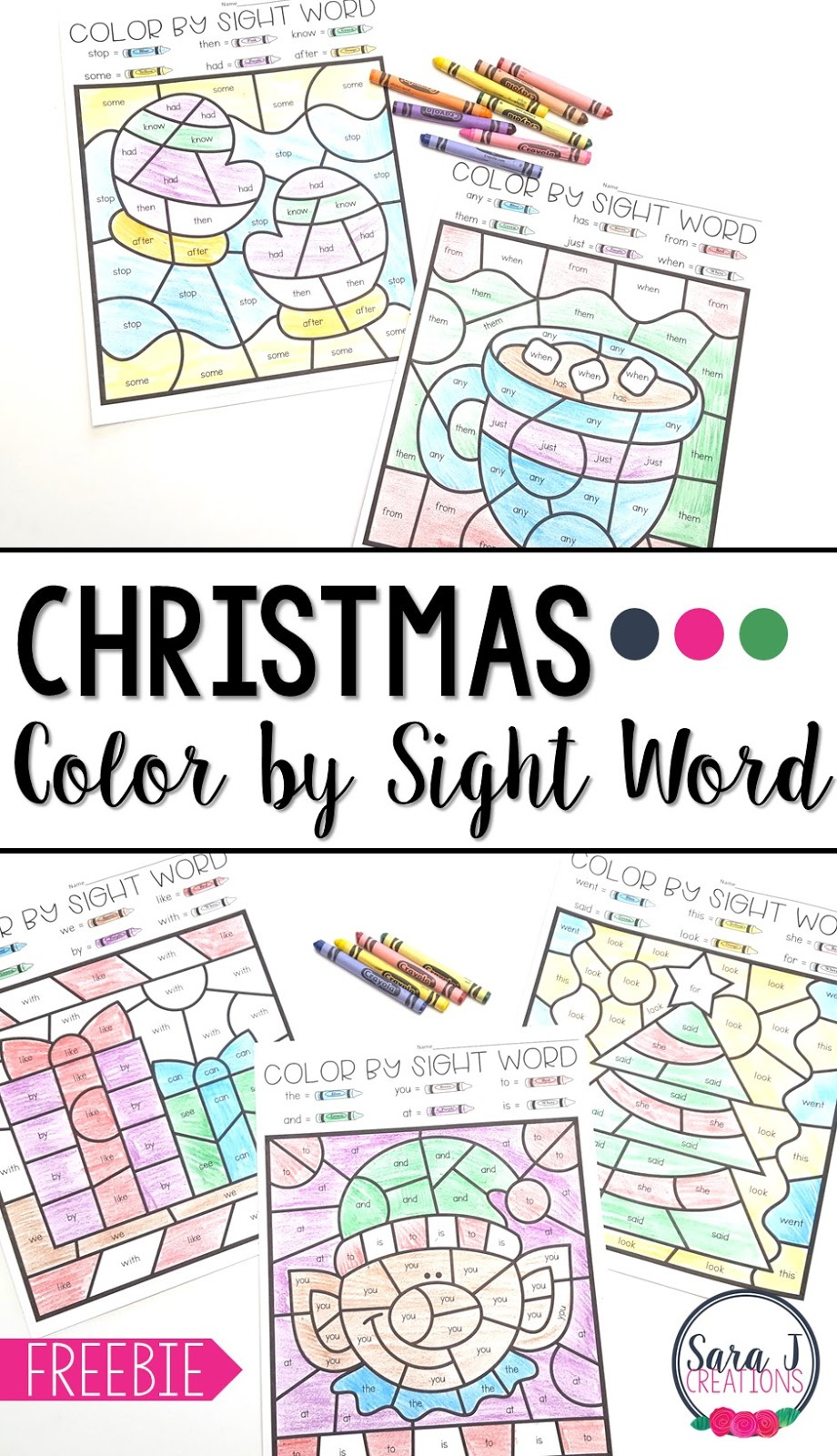 Christmas Colorsight Word | Sara J Creations with Free Printable Christmas Sight Word Worksheets