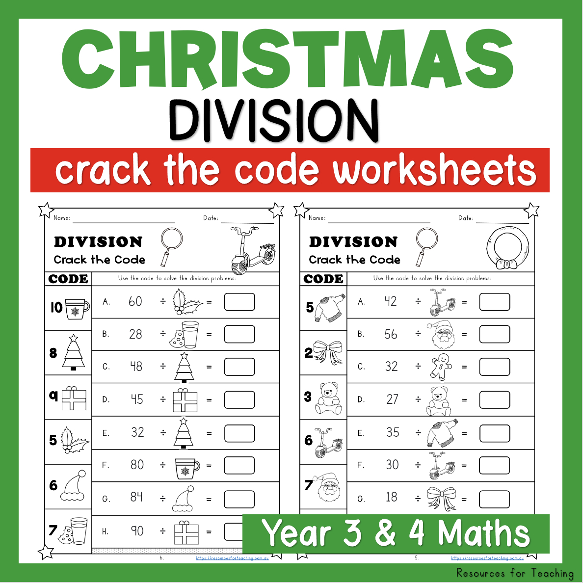 Christmas Crack The Code: Division Worksheets | Resources For with Free Christmas Division Worksheets