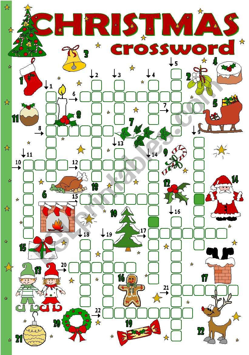 Christmas Crossword - Esl Worksheettecus throughout Worksheets Christmas Crossword