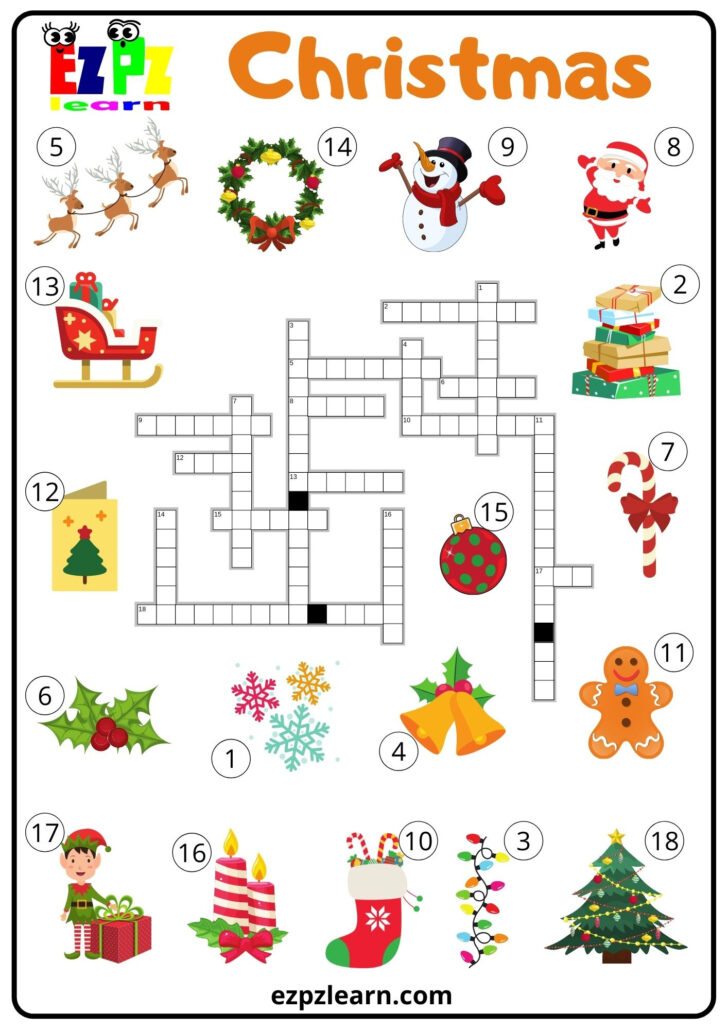 Worksheets Christmas Crossword