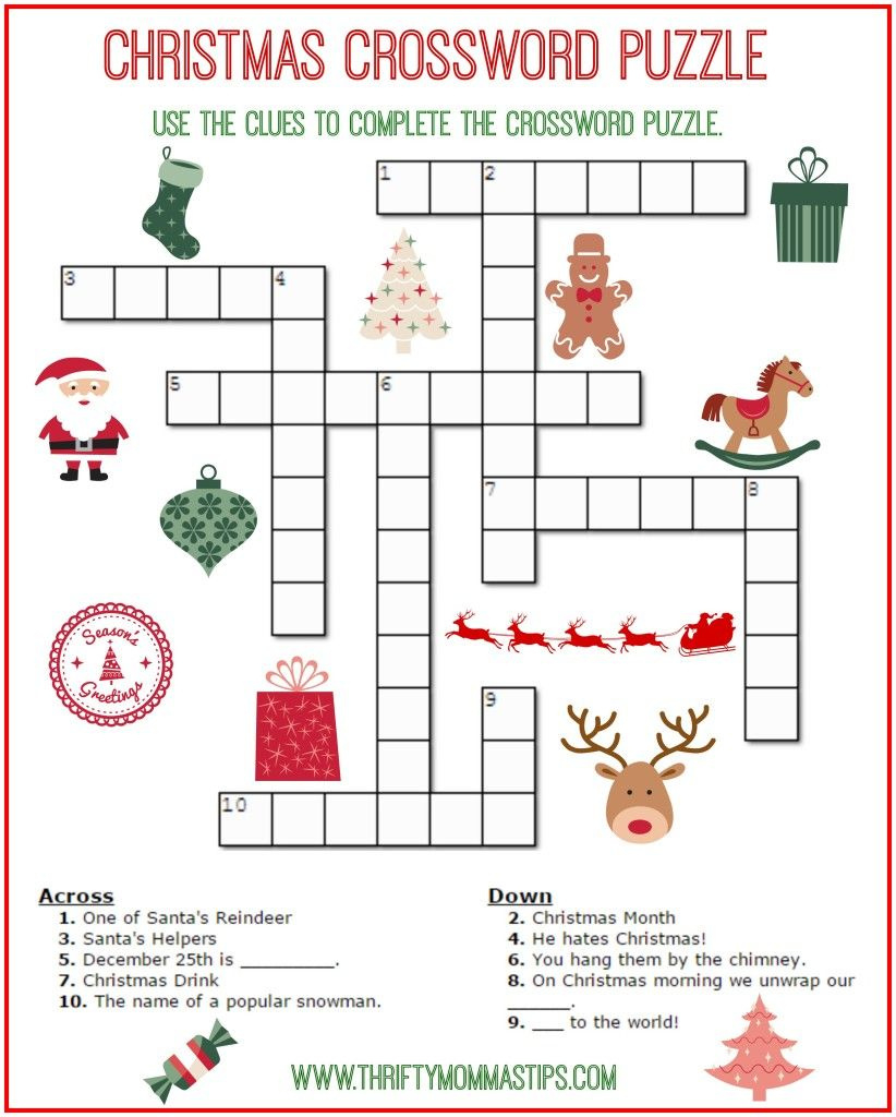 Christmas Crossword Puzzle Printable - Thrifty Momma&amp;#039;S Tips regarding Worksheets Christmas Crossword