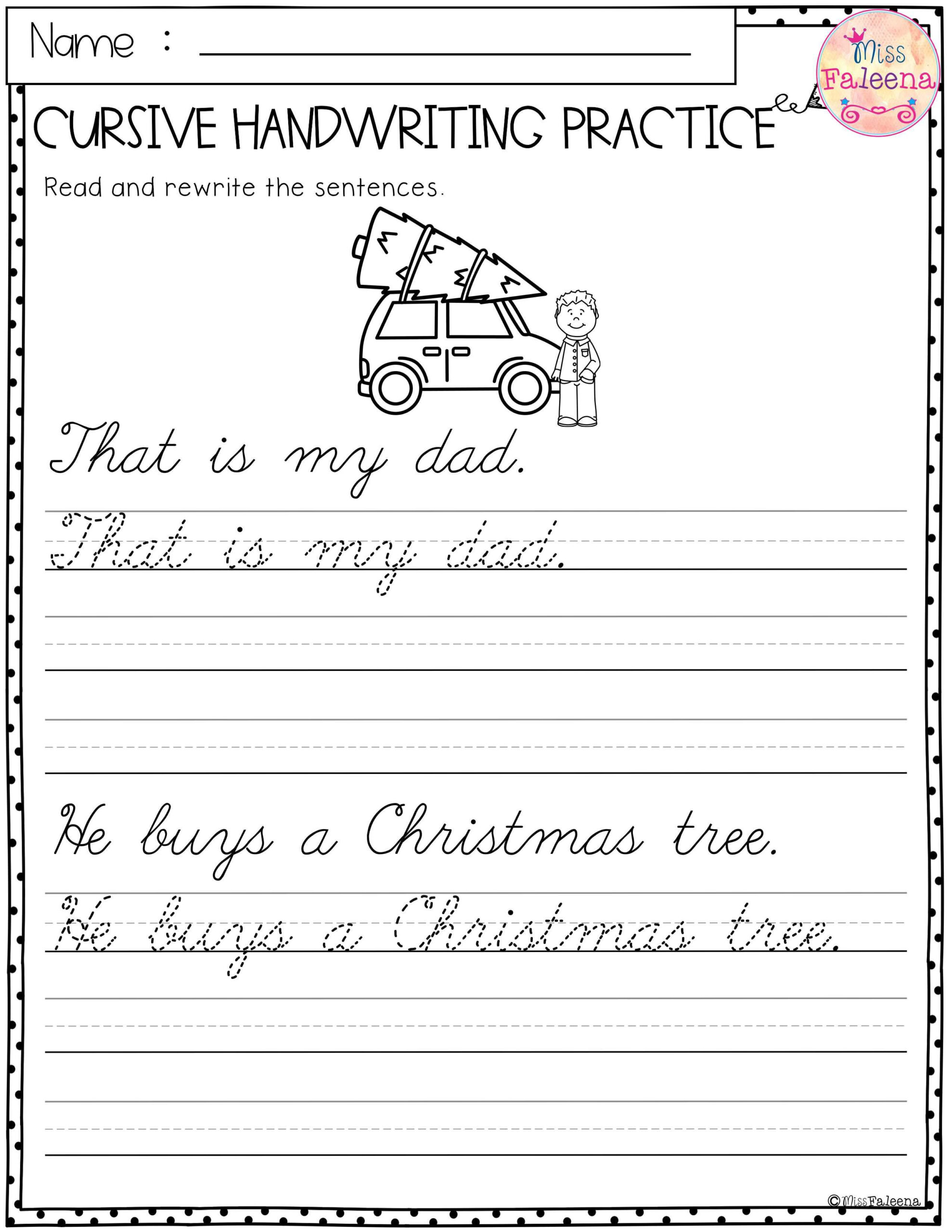 Christmas Cursive Handwriting Practice throughout Handwriting Christmas Worksheet