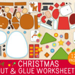 Christmas Cut & Glue Worksheets, 12 Activity Pages, Cut And Paste In Cut And Glue Christmas Worksheets