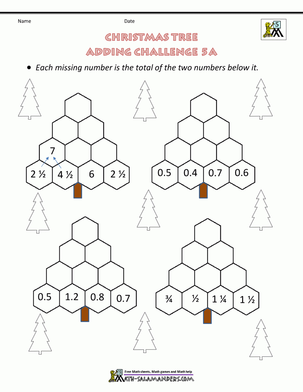 Christmas Math 5Th Grade Worksheets in Free Christmas Math Worksheets For 2Nd Graders