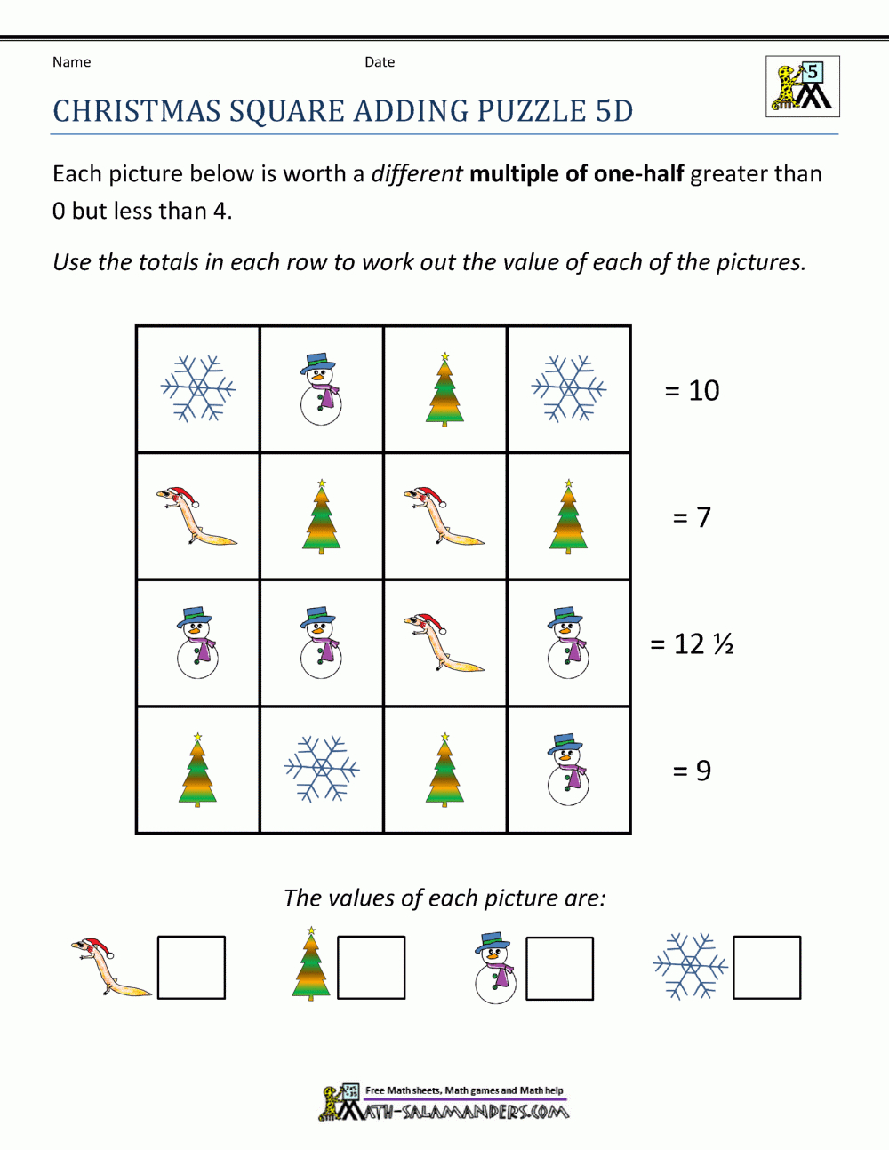 Christmas Math 5Th Grade Worksheets pertaining to Free Printable Christmas Math Worksheets 5Th Grade