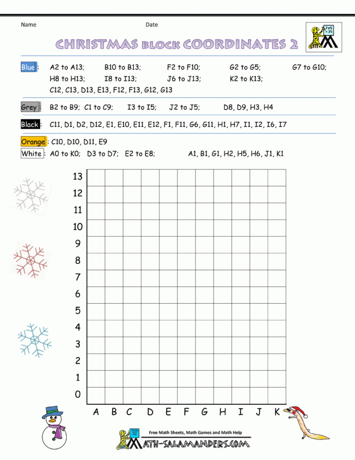 Ordered Pairs Christmas Worksheets