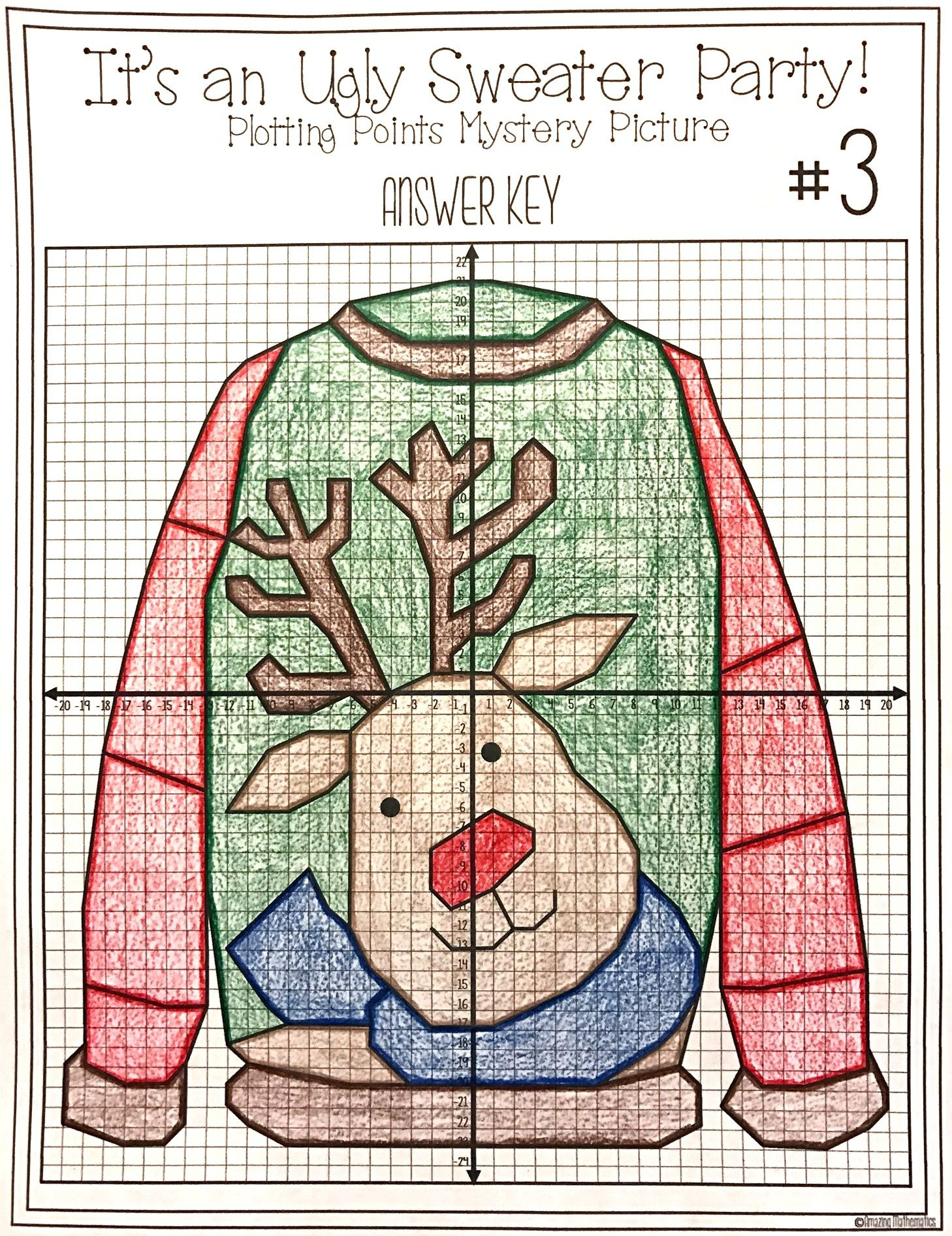 Christmas Math Activity - Ugly Sweaters Plotting Points - Mystery for Ugly Christmas Sweater Worksheet Answer Key