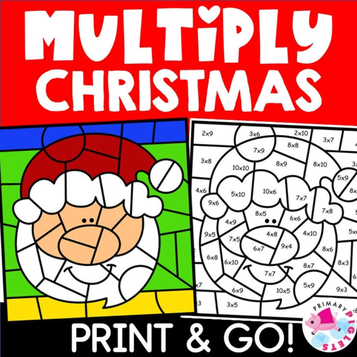 Multiplication Color by Number Christmas Worksheets