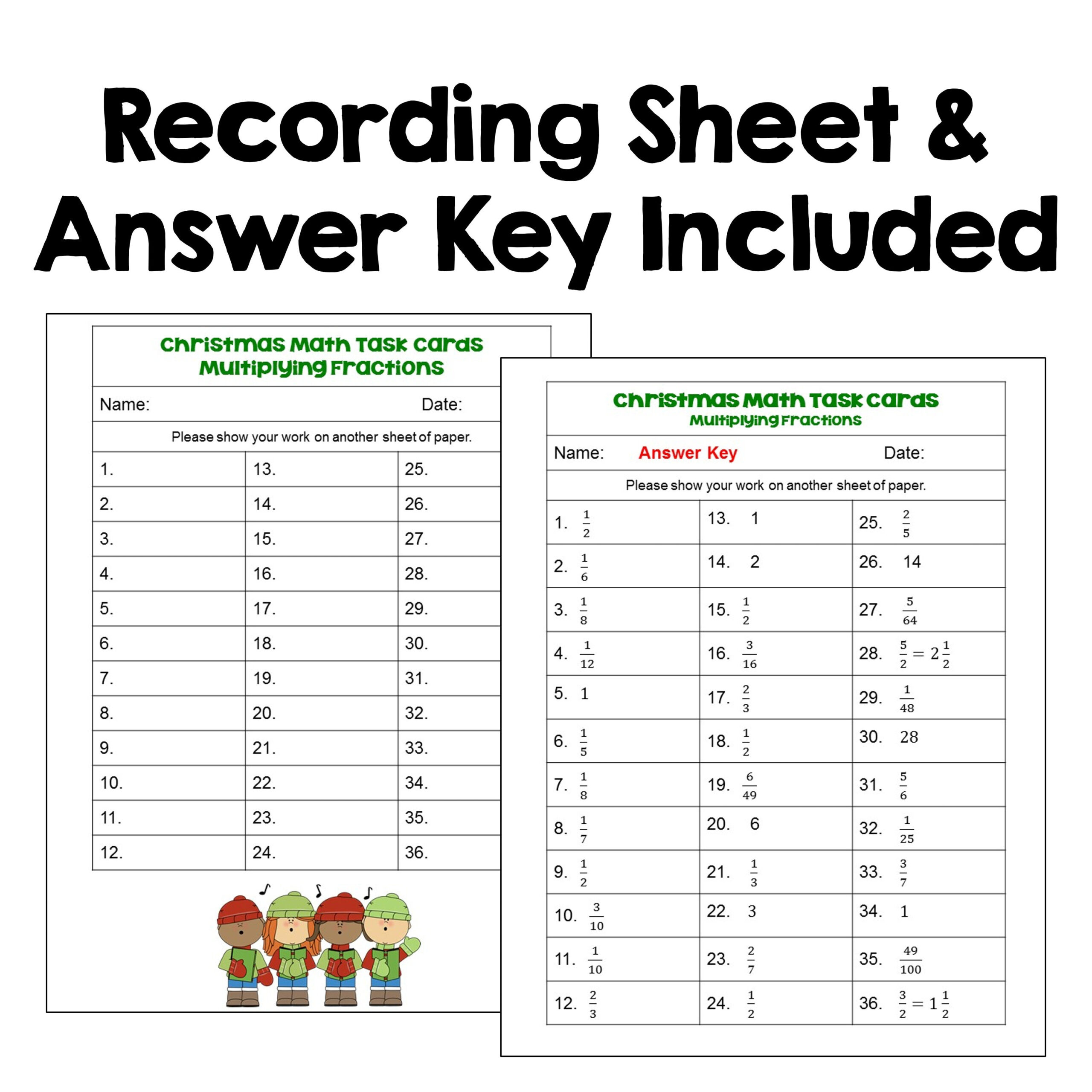 Christmas Math Task Cards For Multiplying Fractions Differentiated pertaining to Multiplying Fractions Christmas Worksheet