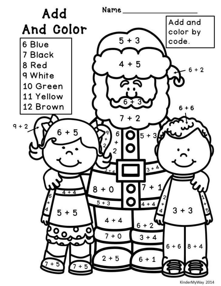 Math Coloring Christmas Worksheets