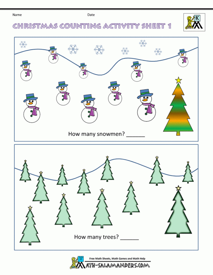 Pre-K Christmas Math Worksheets