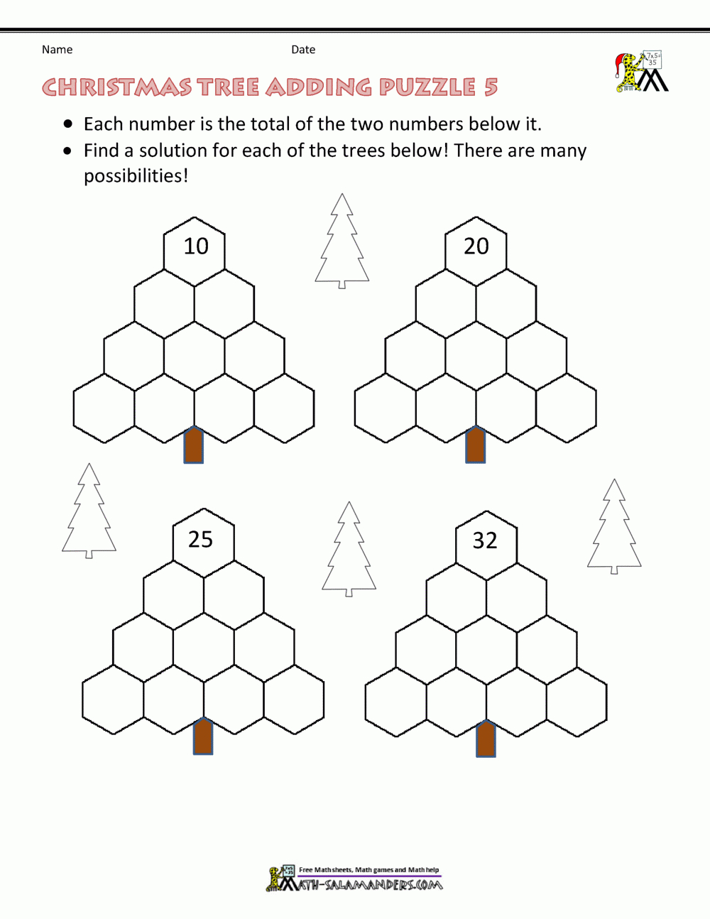 Christmas Math Worksheets (Harder) for Free Christmas Math Worksheets 2nd Grade