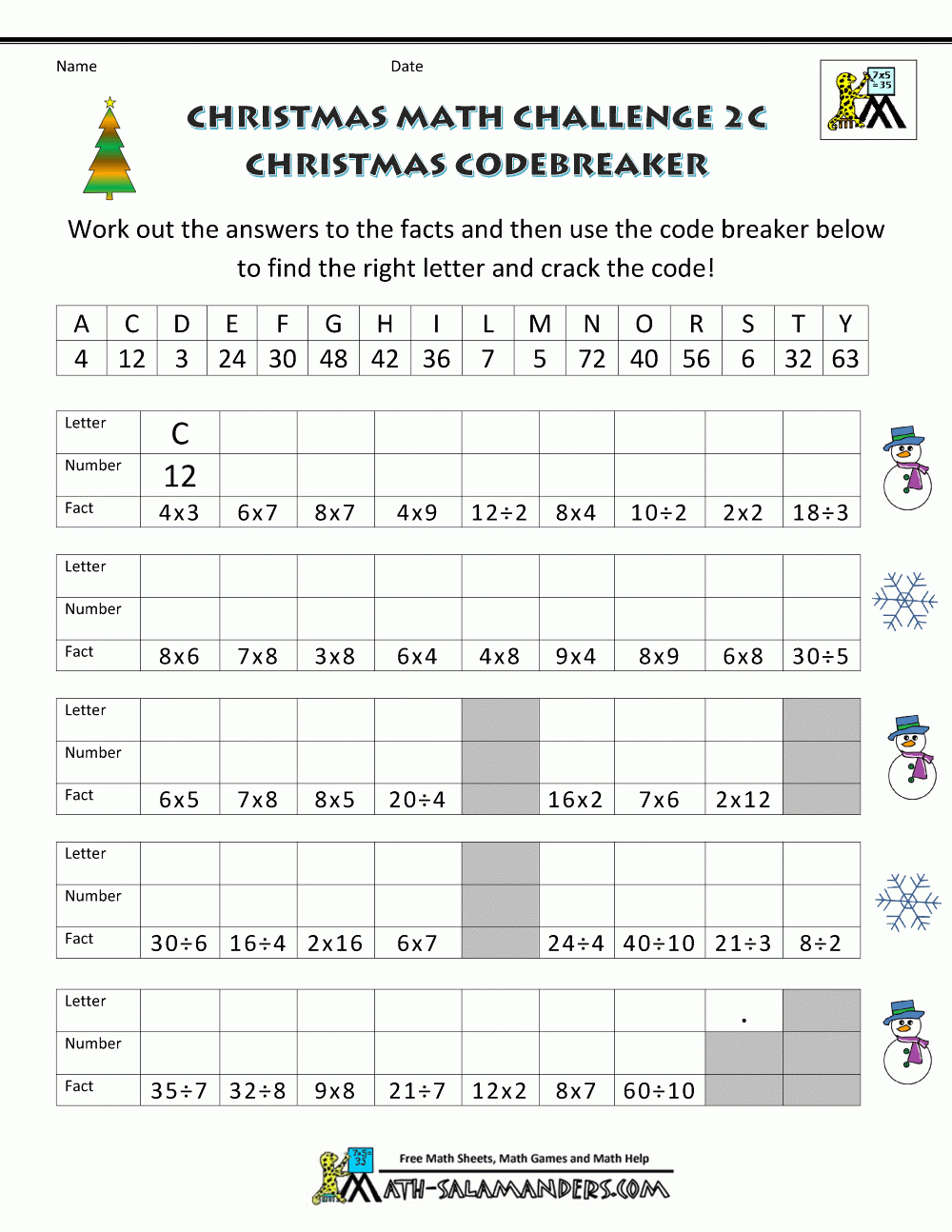 Christmas Math Worksheets (Harder) throughout Hard Christmas Worksheets