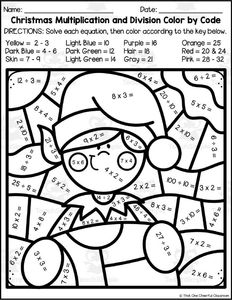 Christmas Multiplication + Division Colorcode Packetteach intended for Multiplication and Division Christmas Worksheets