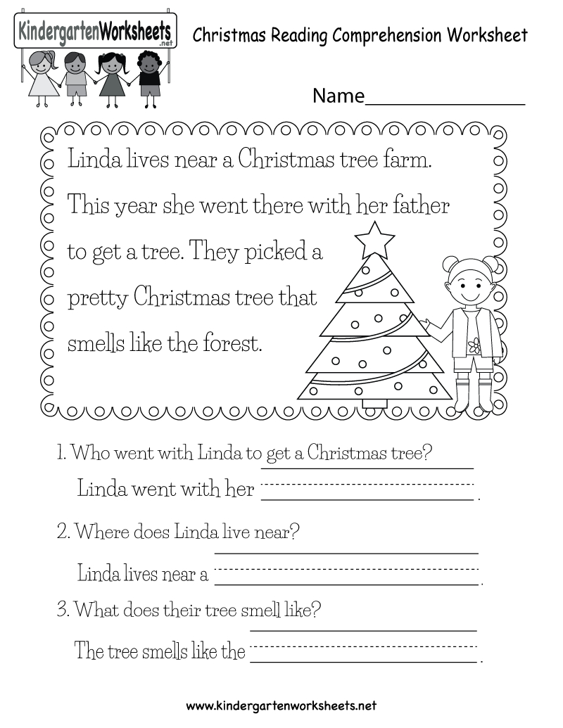 Christmas Reading Worksheet - Free Kindergarten Holiday Worksheet inside Free Christmas Reading Comprehension Worksheets For 2nd Grade