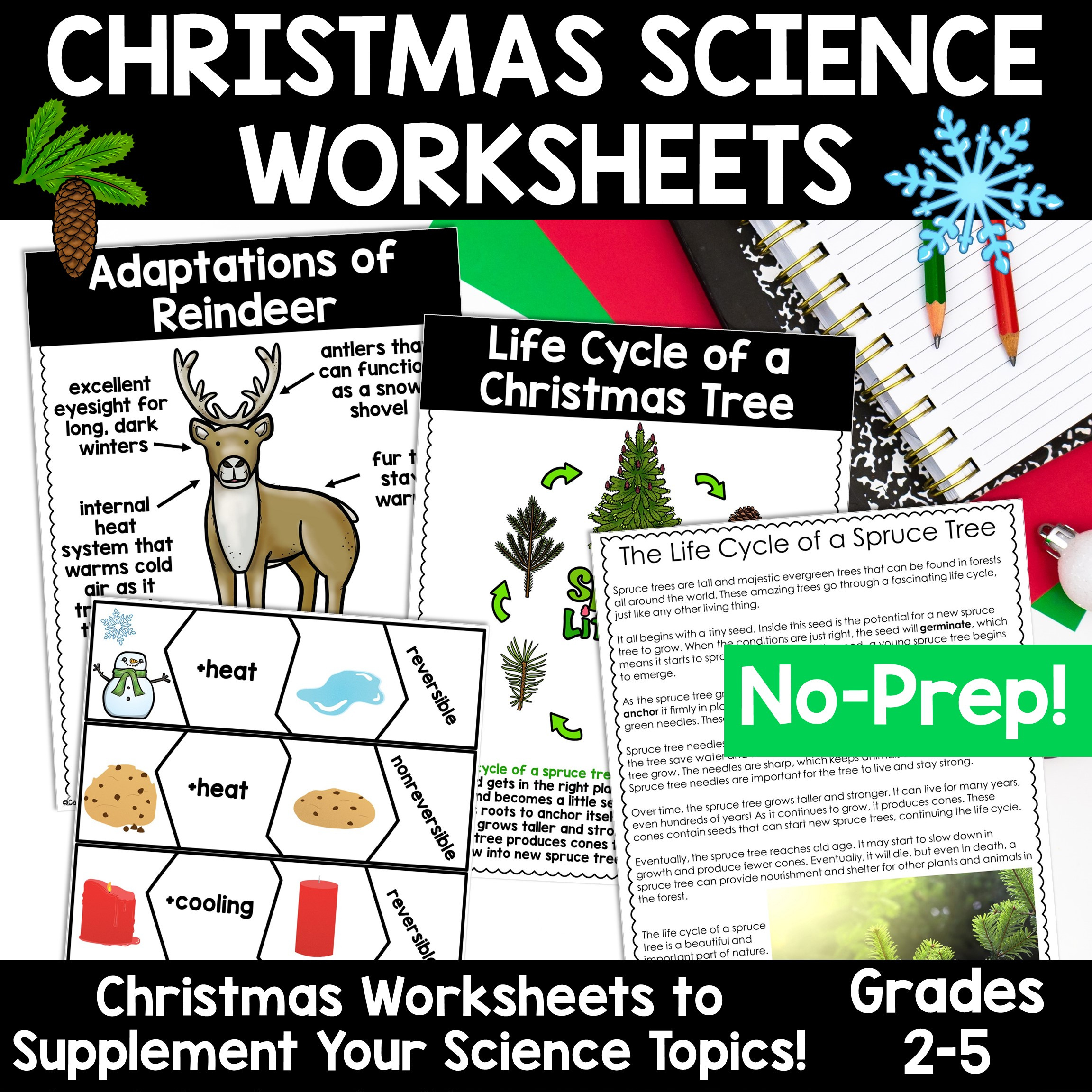 Christmas Science Worksheets No Prep Plants Animals Matter Winter throughout Free Christmas Science Worksheets