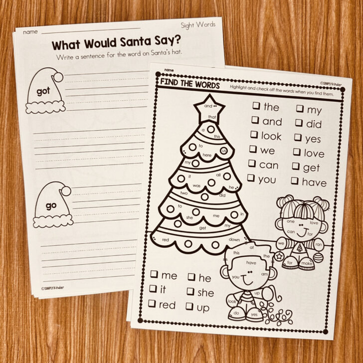 Free Printable Christmas Sight Word Worksheets