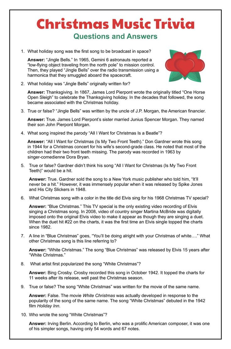 Christmas Song Trivia Game - 15 Free Pdf Printables | Printablee in Sing a Song of Christmas Worksheet Answers