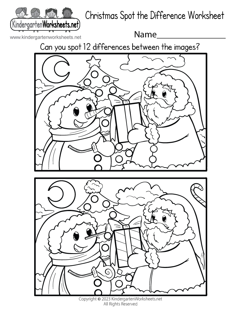 Christmas Spot The Difference Worksheet - Free Printable, Digital pertaining to Printable Worksheets For Christmas