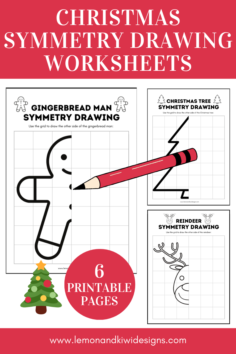 Christmas Symmetry Worksheets - Lemon And Kiwi Designs with Free Christmas Symmetry Worksheets