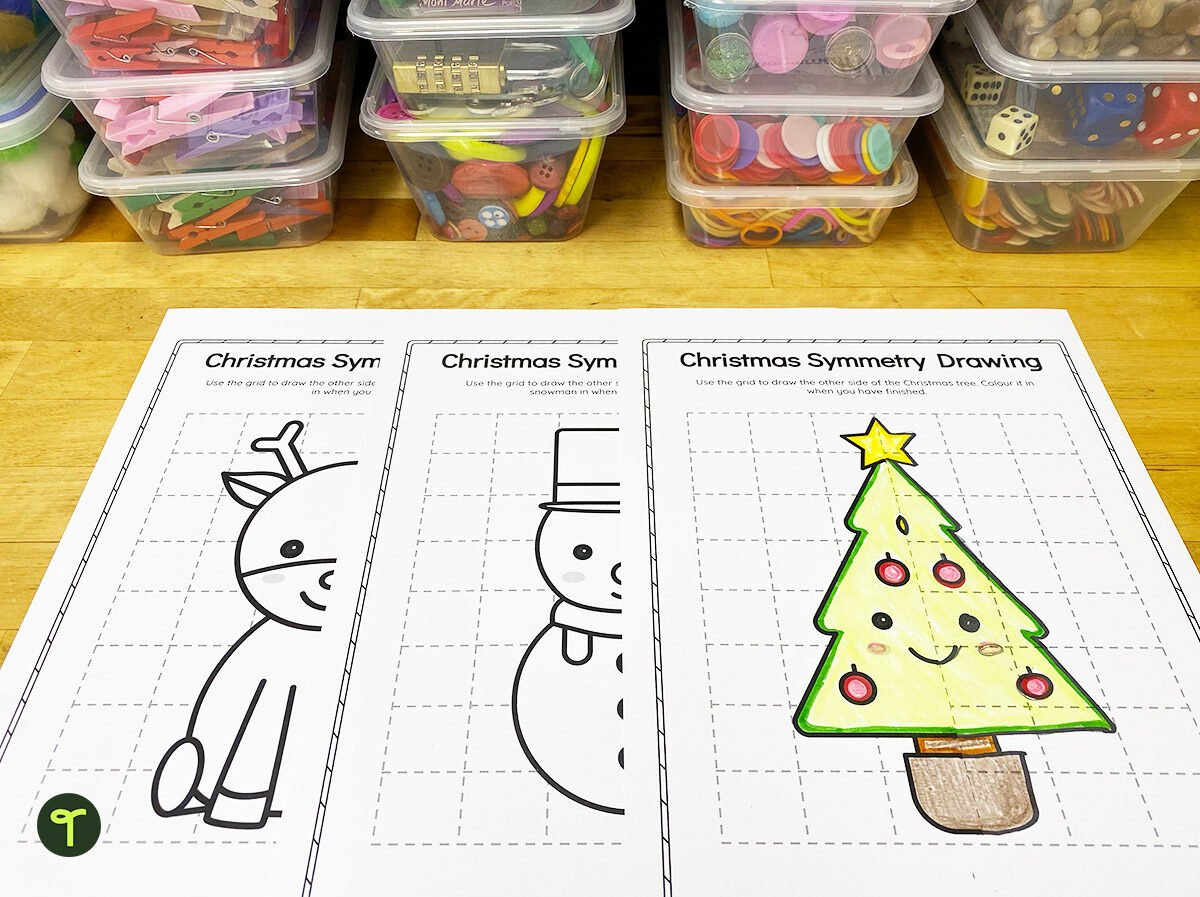 Christmas Symmetry Worksheets - Mirrored Drawing Activity | Teach inside Free Christmas Symmetry Worksheets