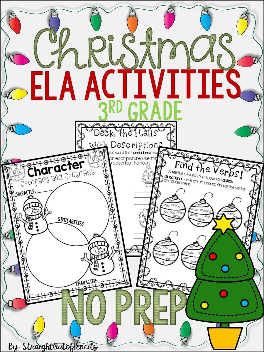 Christmas Third Grade Activity Pack Ela Literacy Reading Writing with Ela Christmas Worksheets