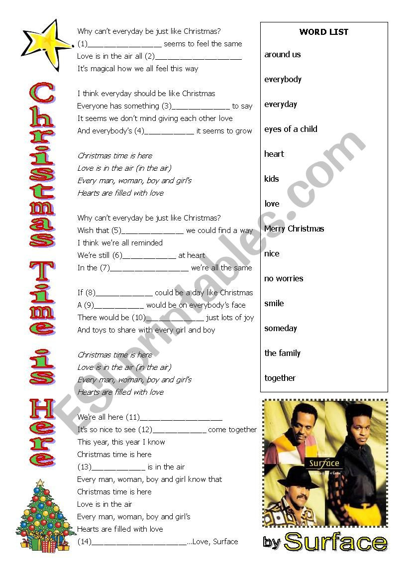 Christmas Time Is Here&amp;quot; Song Listening Activity Sheet With Answer regarding Sing A Song Of Christmas Worksheet Answers