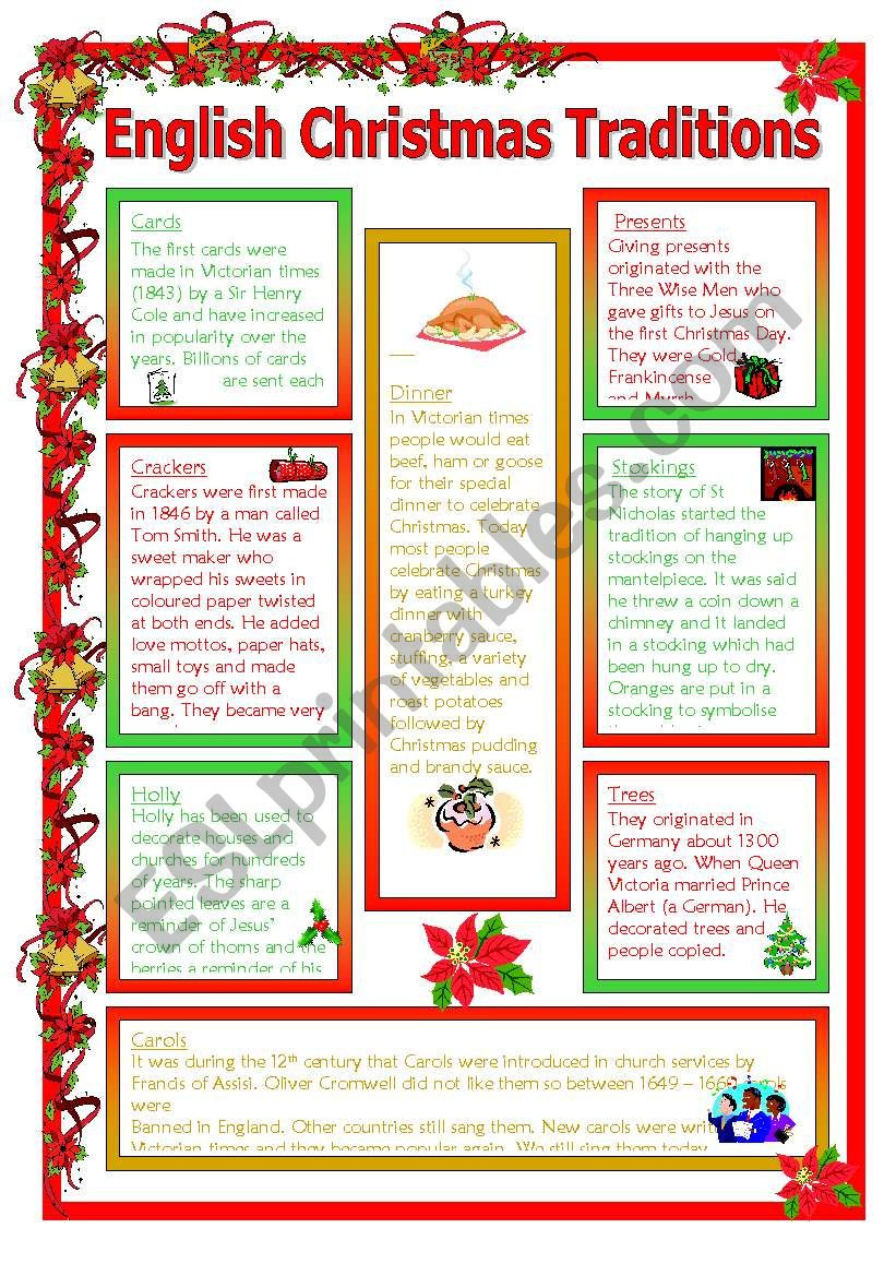 Christmas Traditions - Esl Worksheetmowells with My Christmas Traditions Worksheet