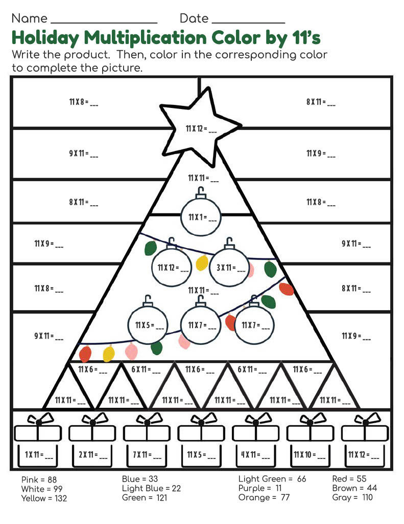 Christmas Tree Multiplication Coloring Sheets | Teachtastic throughout Multiplication Color By Number Christmas Worksheets