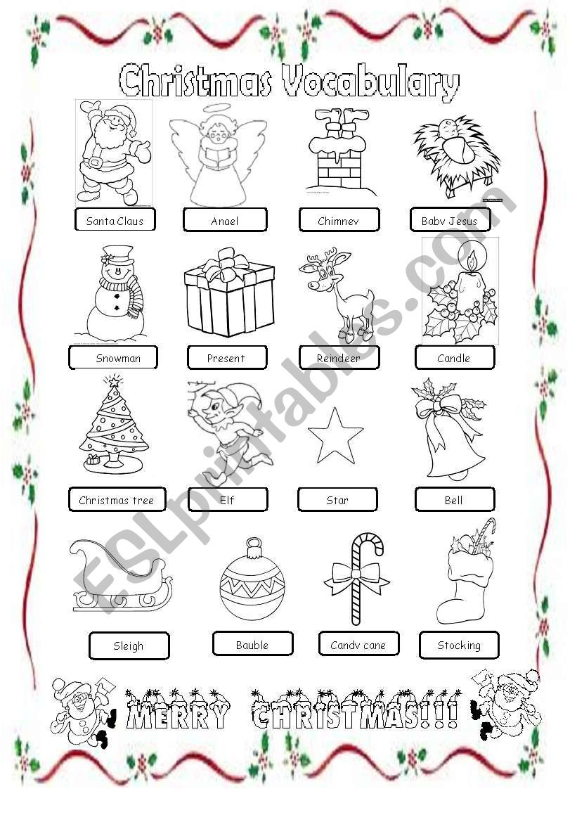 Christmas Vocabulary - Esl Worksheetarrita with Esl Christmas Vocabulary Worksheet