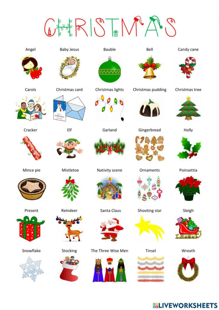 Esl Christmas Vocabulary Worksheet