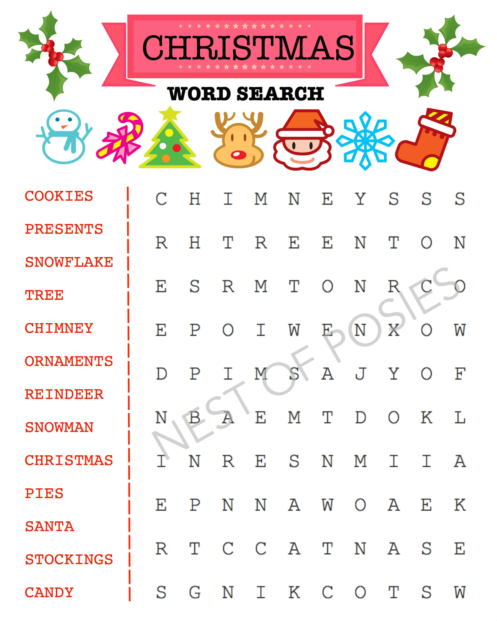 Christmas Word Puzzle Printables For Kids - Nest Of Posies for Free Christmas Puzzle Worksheets