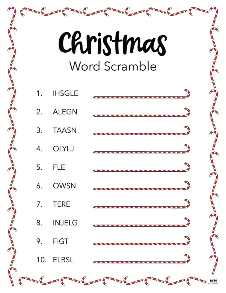 Christmas Word Scrambles - 15 Free Printables | Printabulls for Scrambled Christmas Worksheet