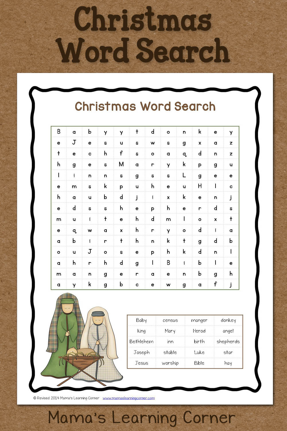 Christmas Word Search: Free Printable - Mamas Learning Corner for Free Printable Christmas Worksheets For 3Rd Grade