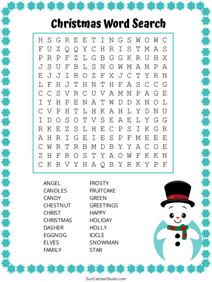 Word Search Worksheets Christmas