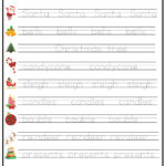 Christmas Word Tracing Worksheet   Ezpzlearn Inside Free Christmas Tracing Worksheets