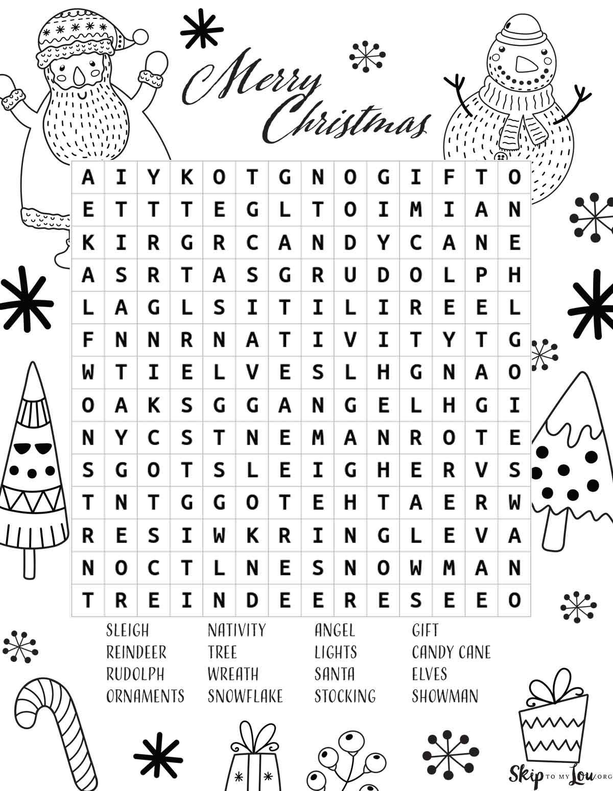 Christmas Worksheets | Skip To My Lou for Super Teacher Worksheets Merry Christmas Word Search Answers